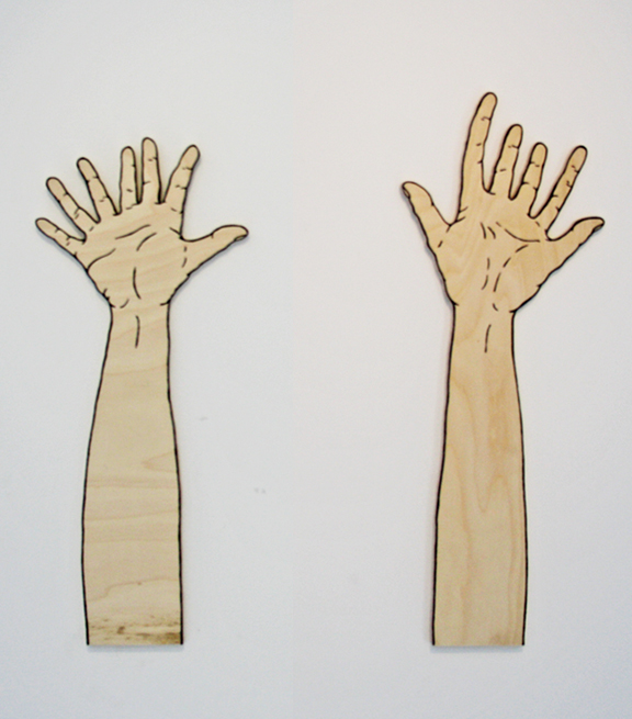 Lucid Hands, paint and plywood, 2012