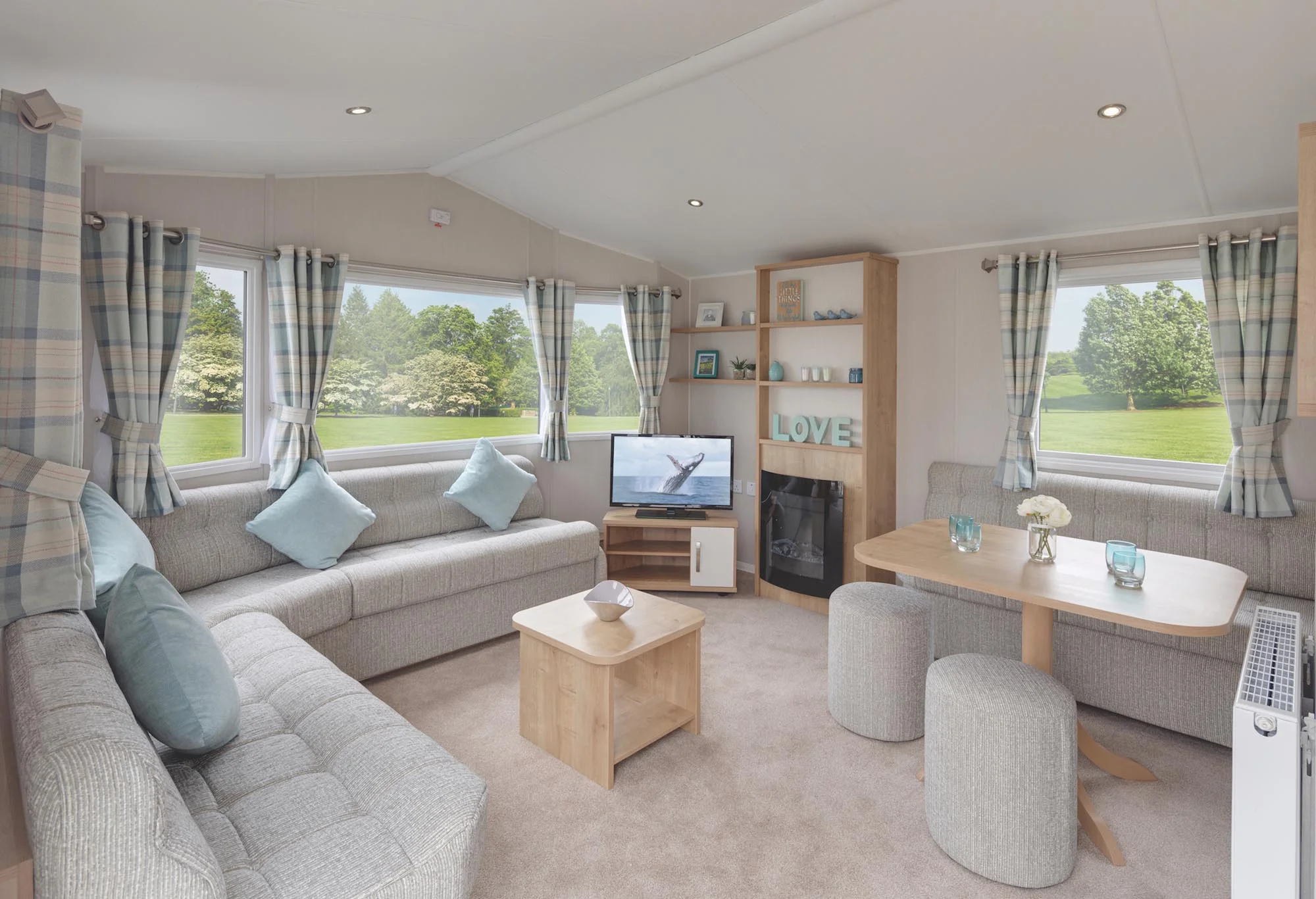 Light, spacious living area
