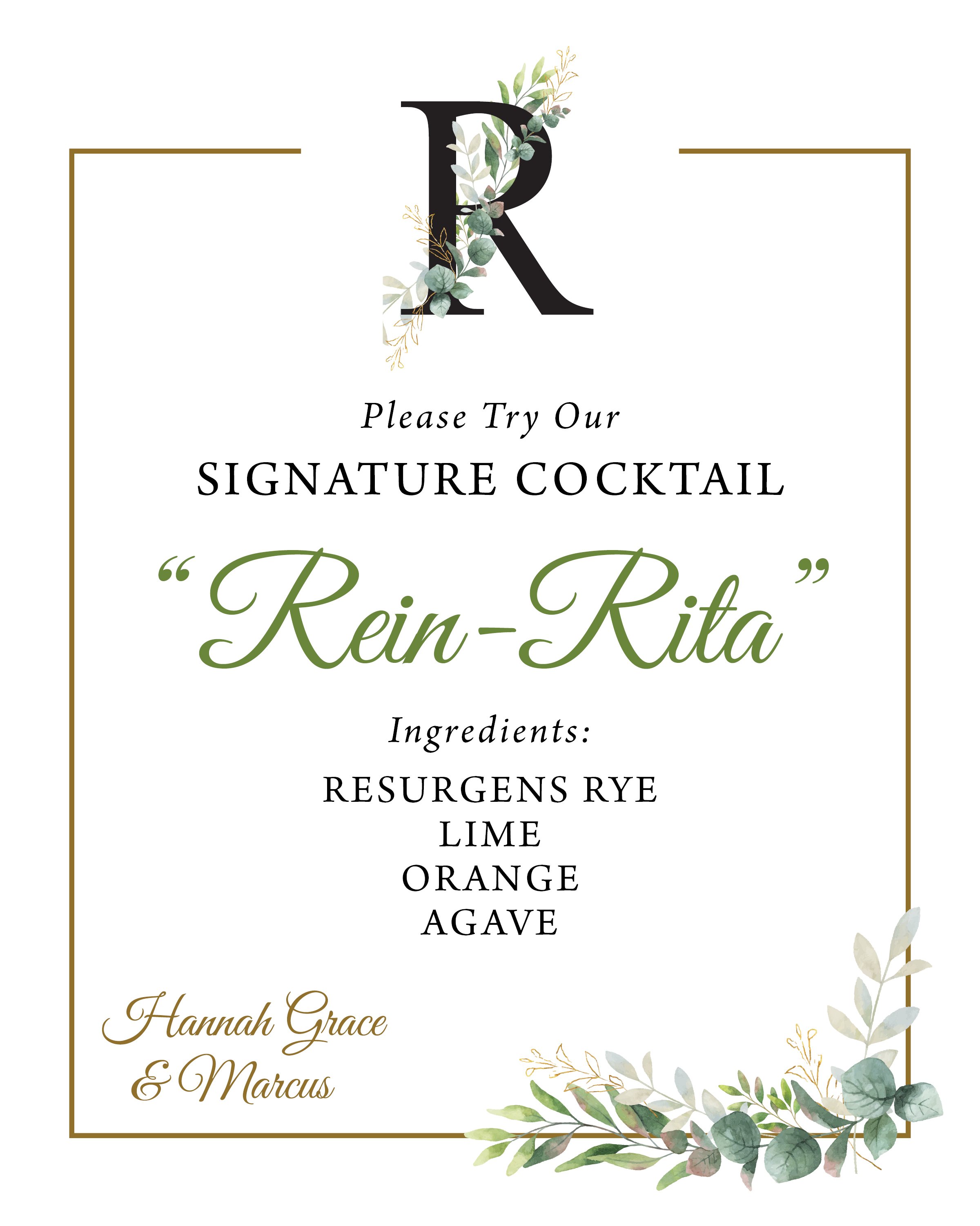 Table Sign - Bar / Signature Cocktail