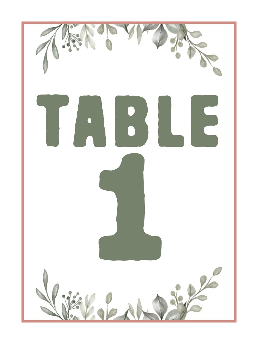 Table Number Signs
