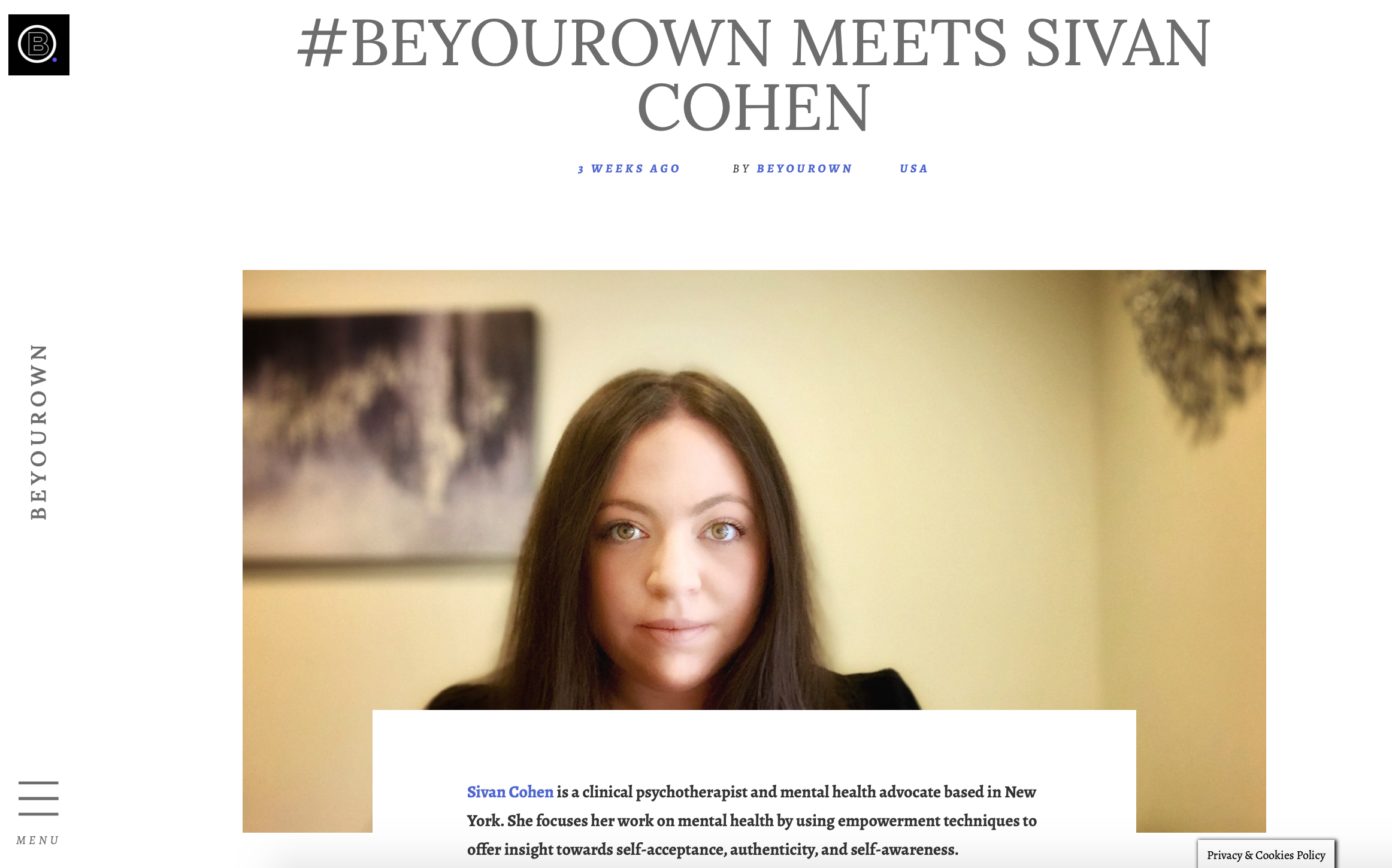 #BEYOUROWN MEETS SIVAN COHEN