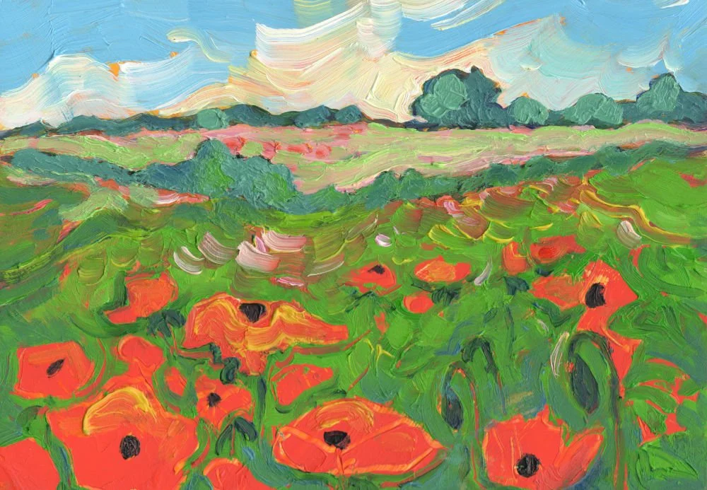 Mary Kemp - Poppy Field Oil painting.JPG