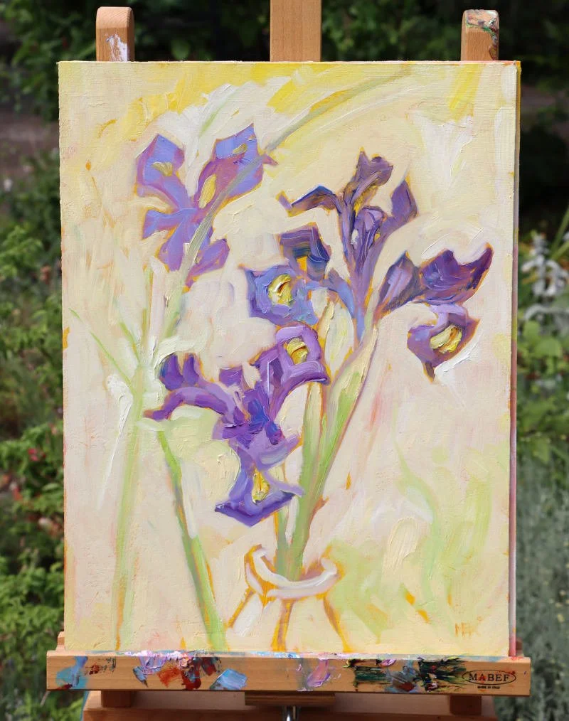 Mary Kemp, Spring Garden Flowers #1 on easel.JPG