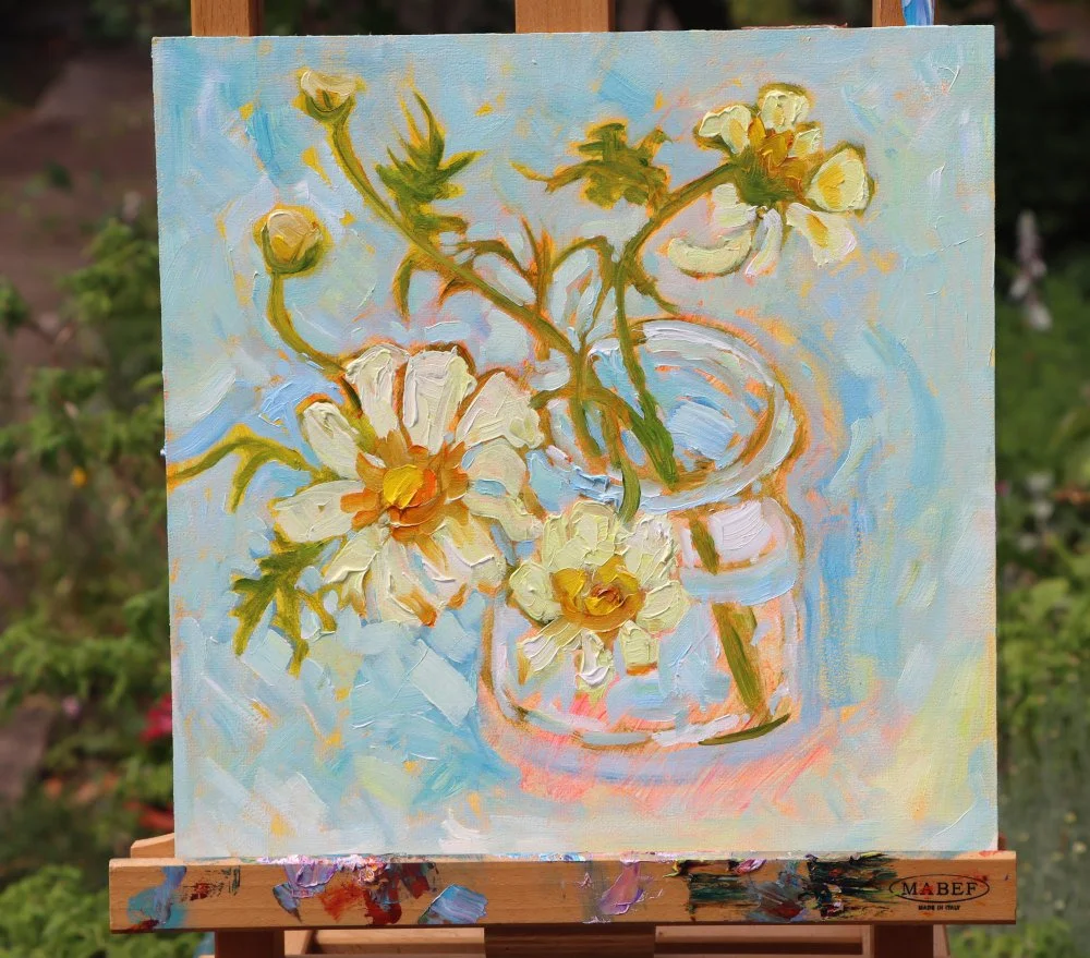 Mary Kemp - Spring Garden Flowers #4 on easel .JPG