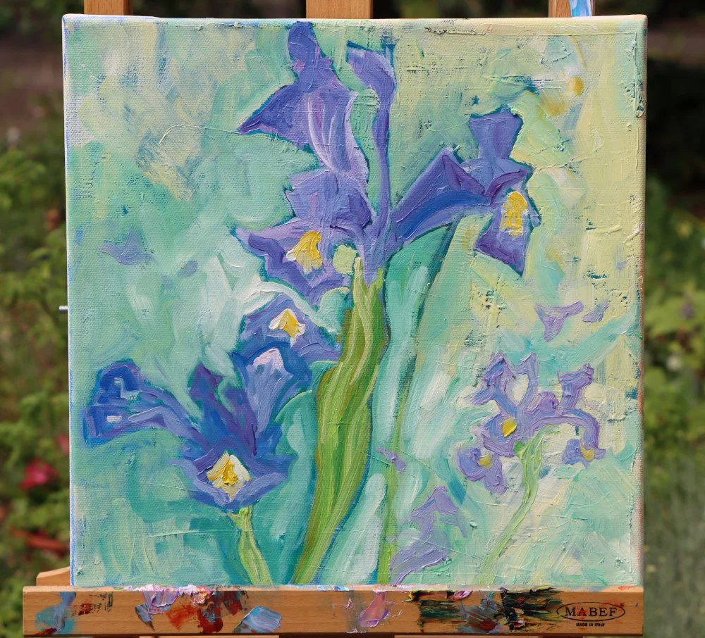 Mary Kemp -  Spring Garden Flowers #5 on easel.JPG