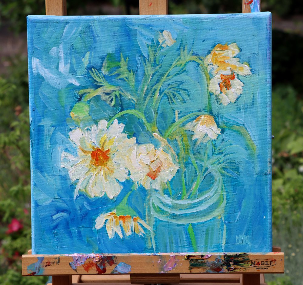 Mary Kemp -  Spring Flowers #3 on easel.JPG