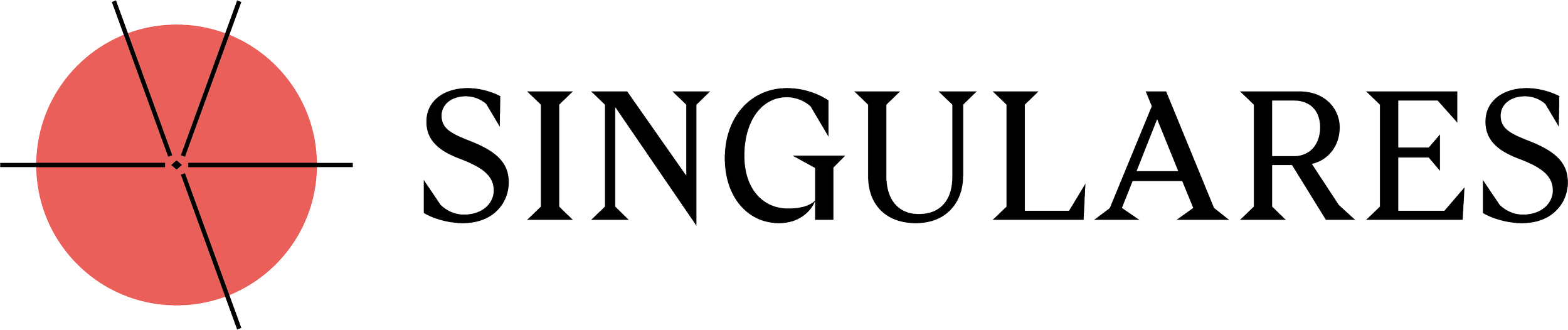 Logotipo con un círculo rojo y la palabra "Singulares" a la derecha.