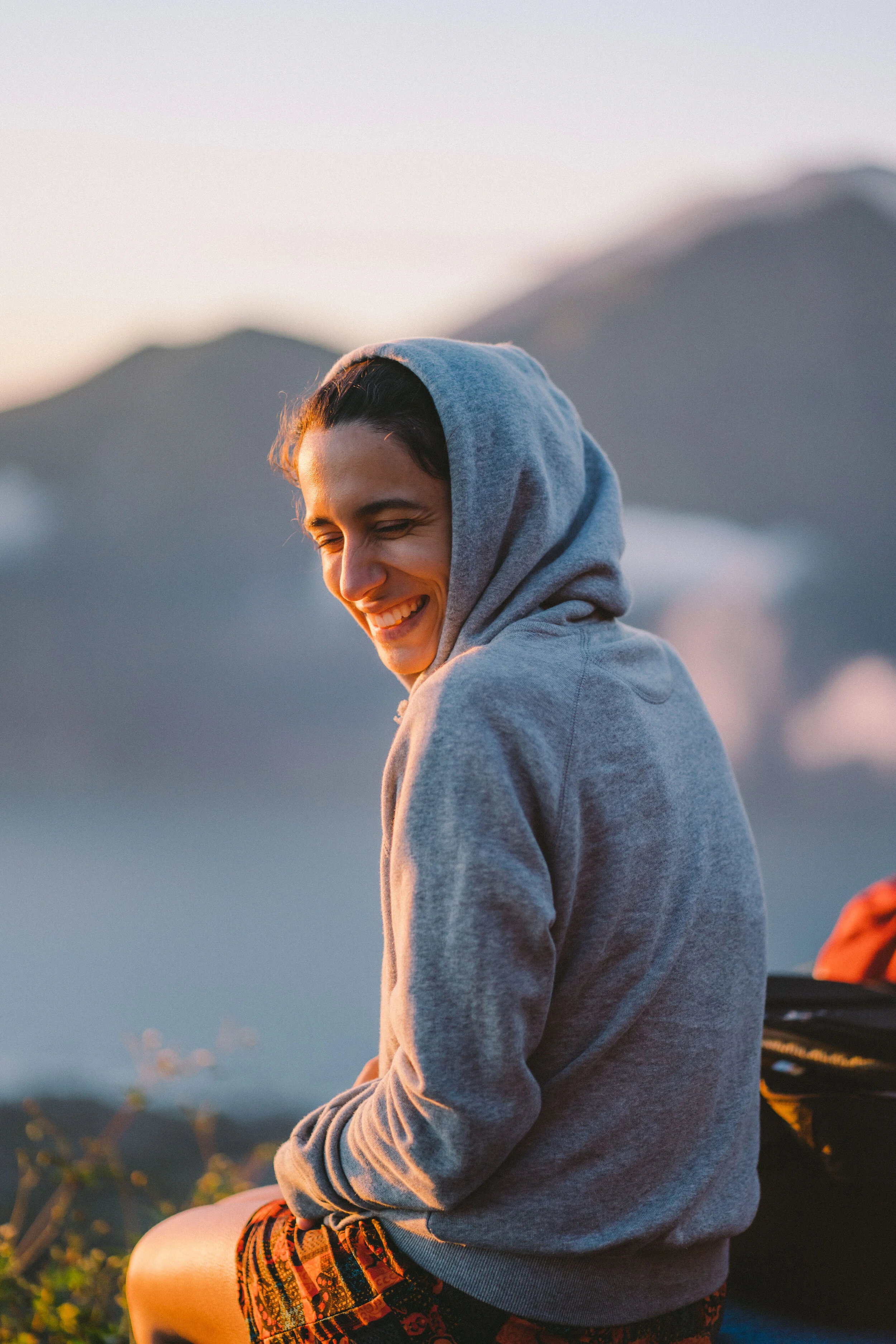 Bali sunrise with smiling girl for Merrell.
