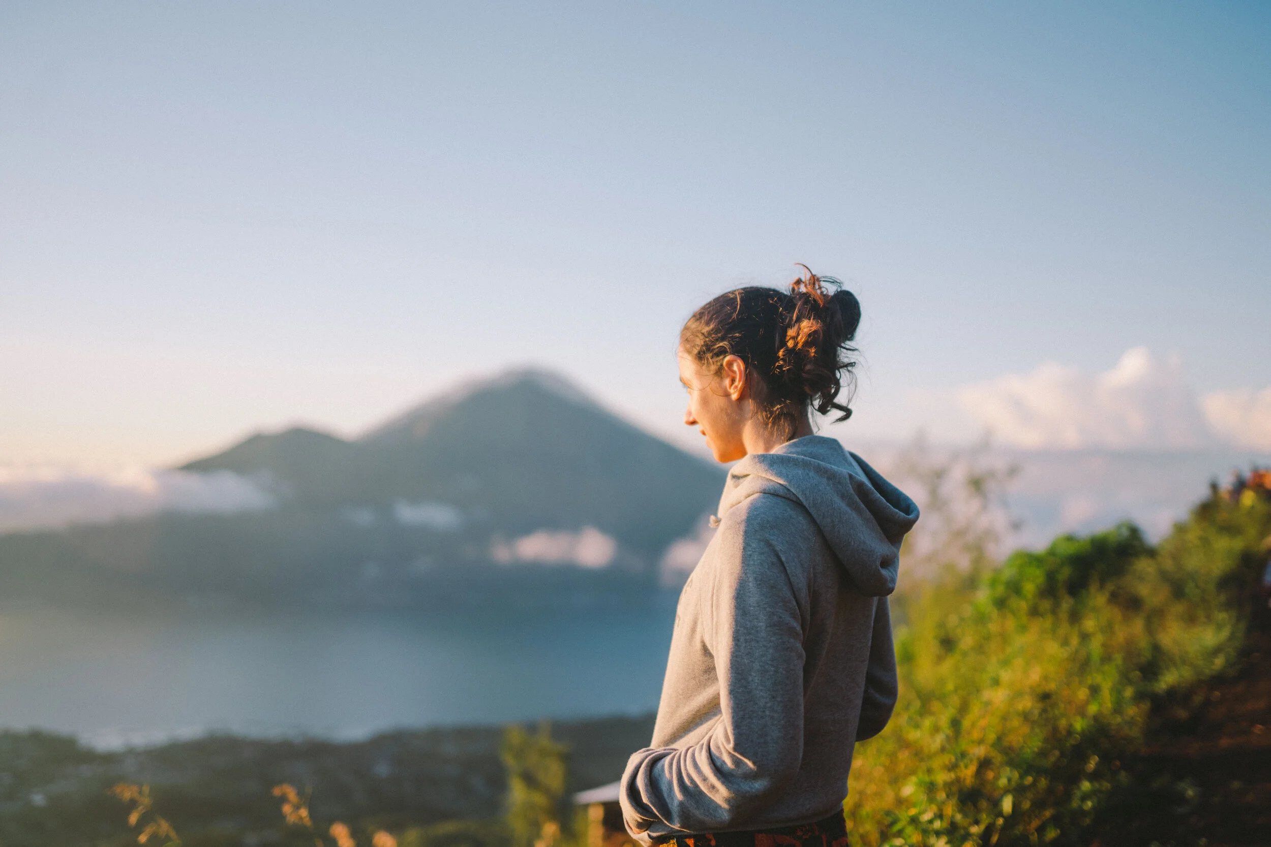 Girl in Merrell in the sunrise of Bali.