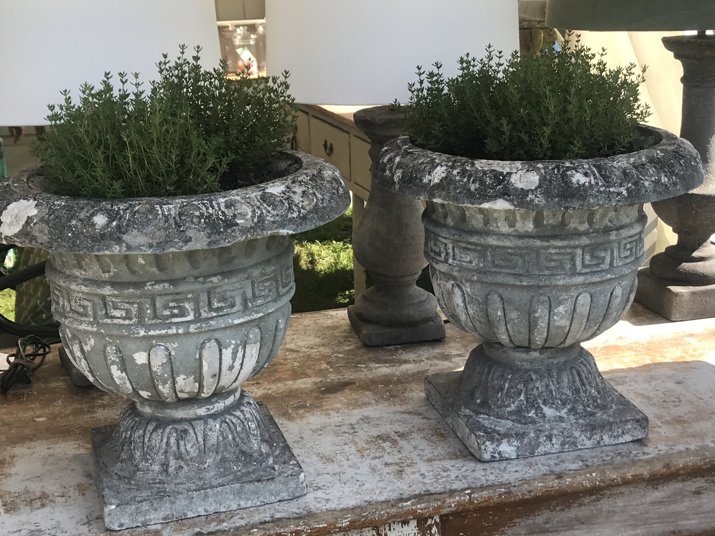 Pair of English Planters with Greek Decoration – £275