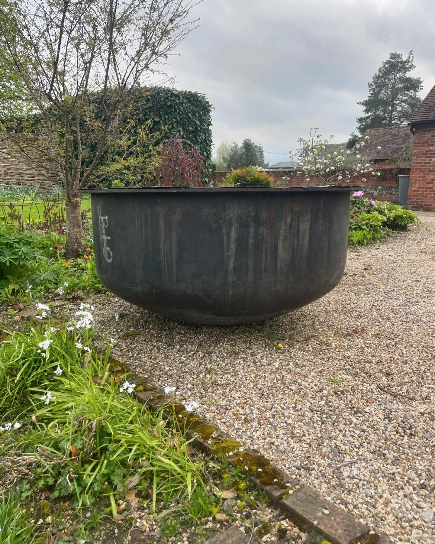 Copper cheese vat for sale, 170cm wide by 86cm deep, watertight but with splits along the top rim and some &lsquo;farm&rsquo; text still left on it, I&rsquo;m selling it at a considerable discount to the ones I normally sell in perfect condition. DM 