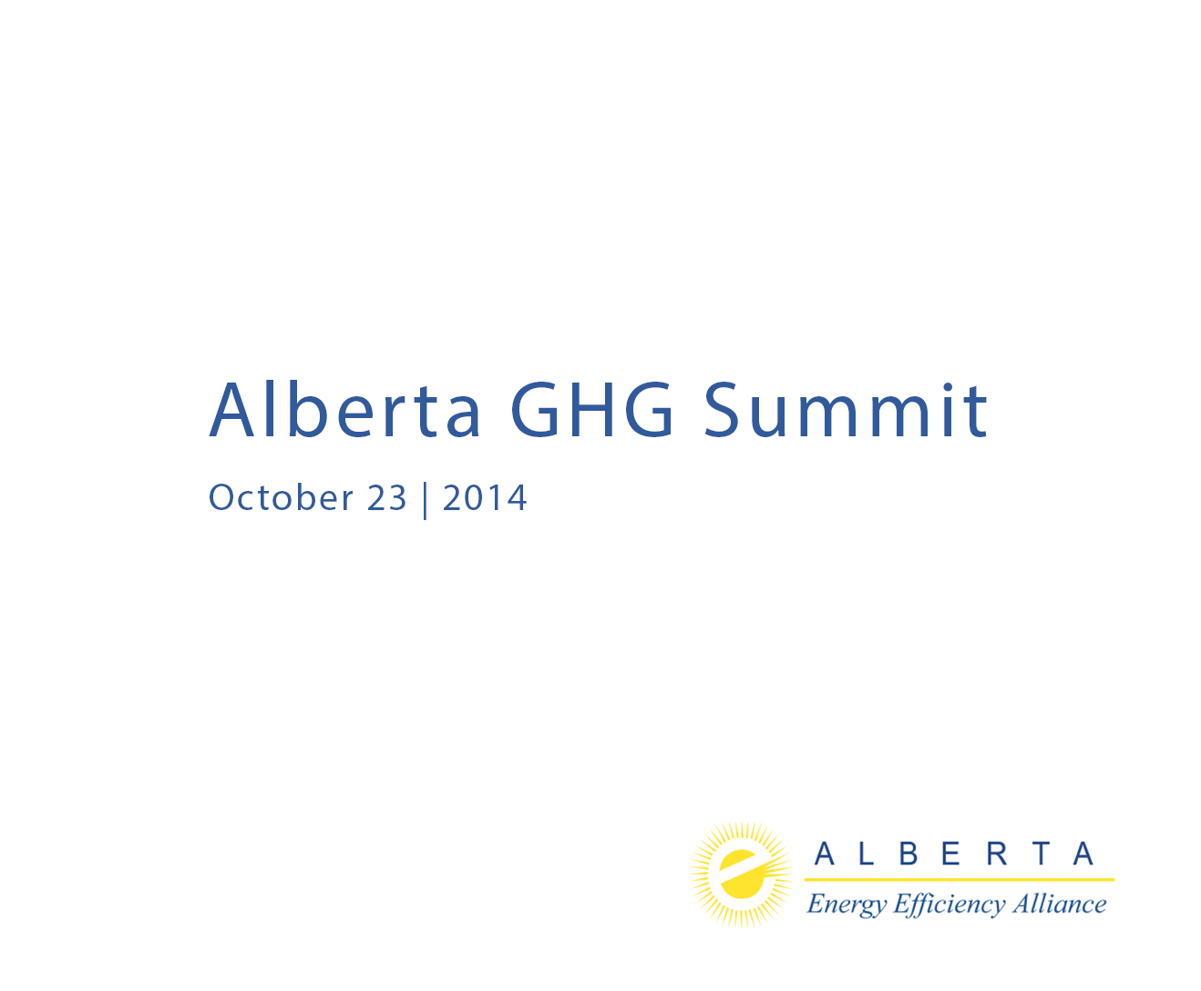 Alberta GHG Summit 