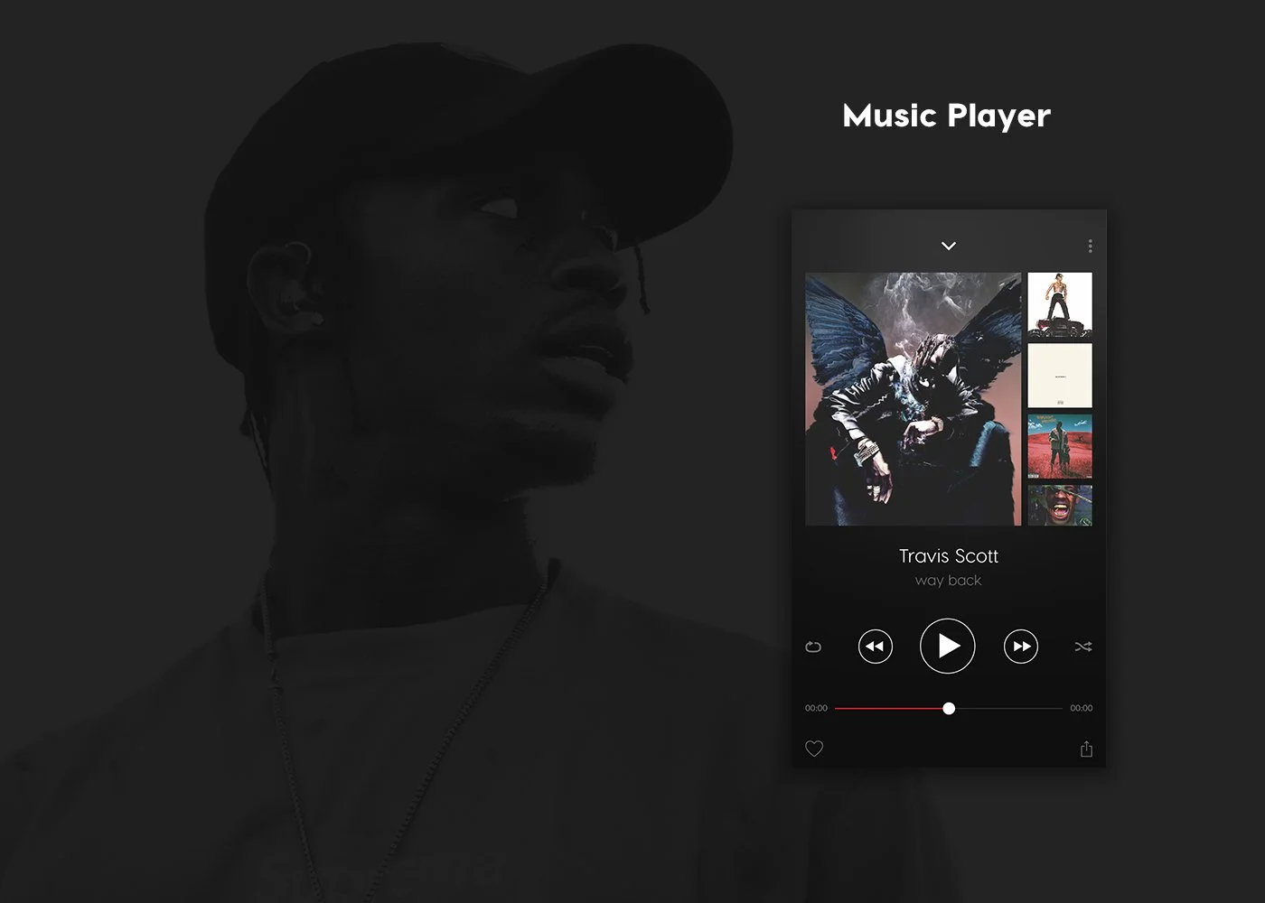 Music player UI screen featuring Travis Scott (2015)