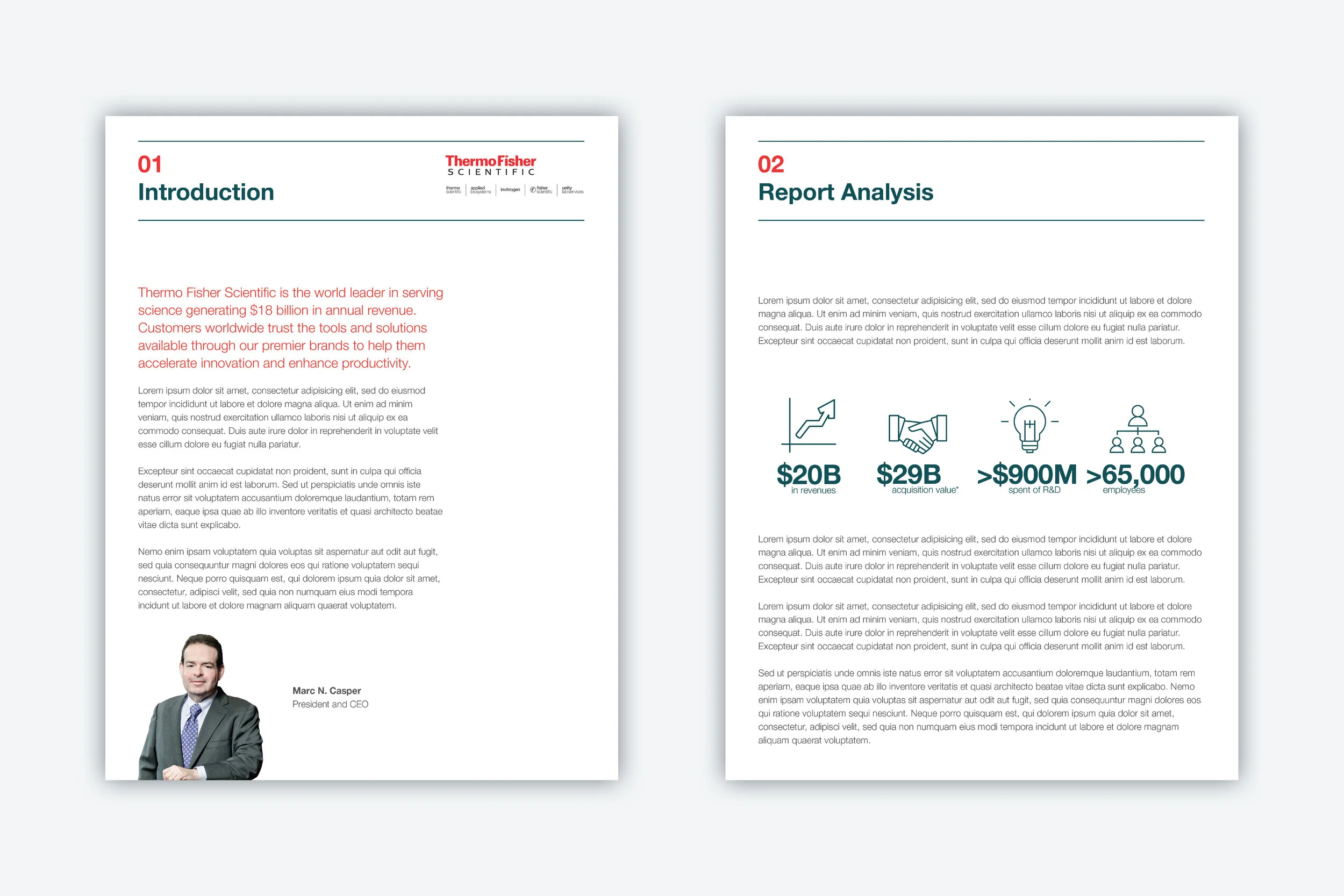 Concept 01: introduction page and report analysis layout.