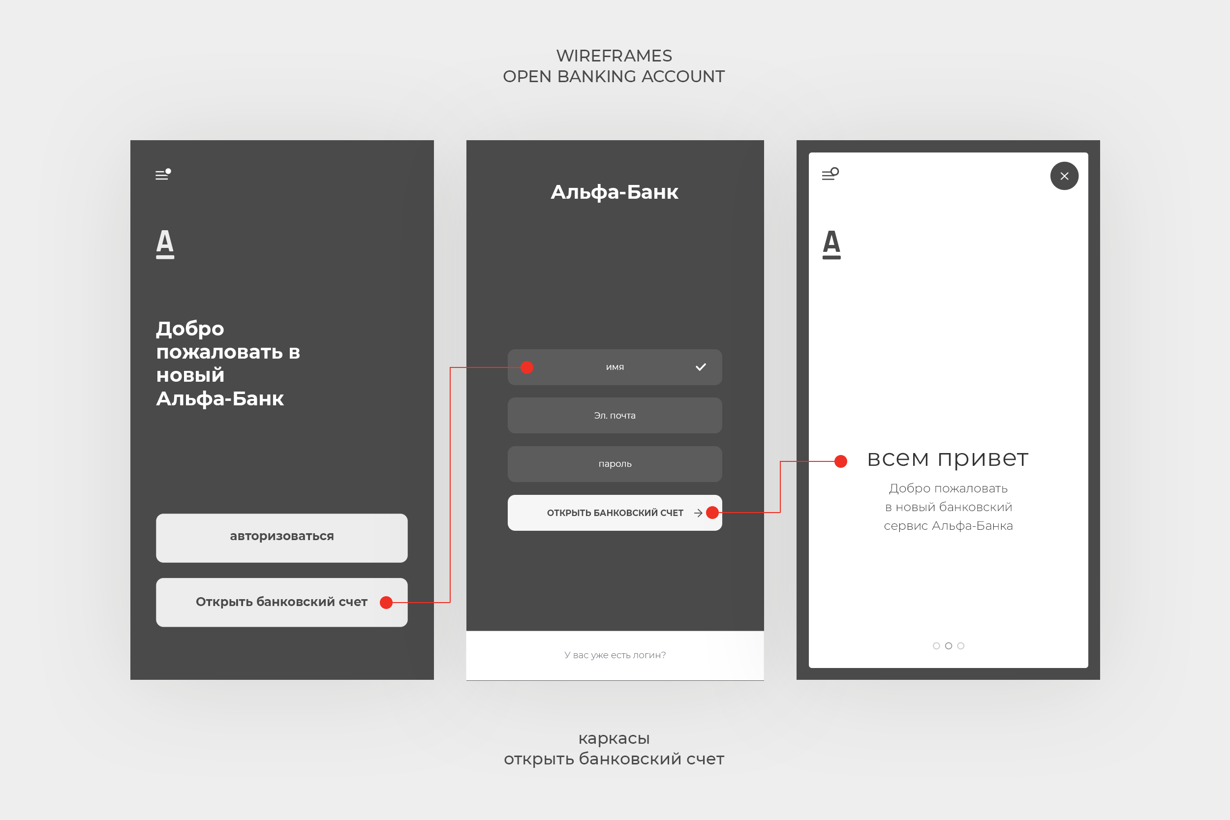 A simple wireframe for the sign up and sign in for the app opening screens in Russian language. спасибо!