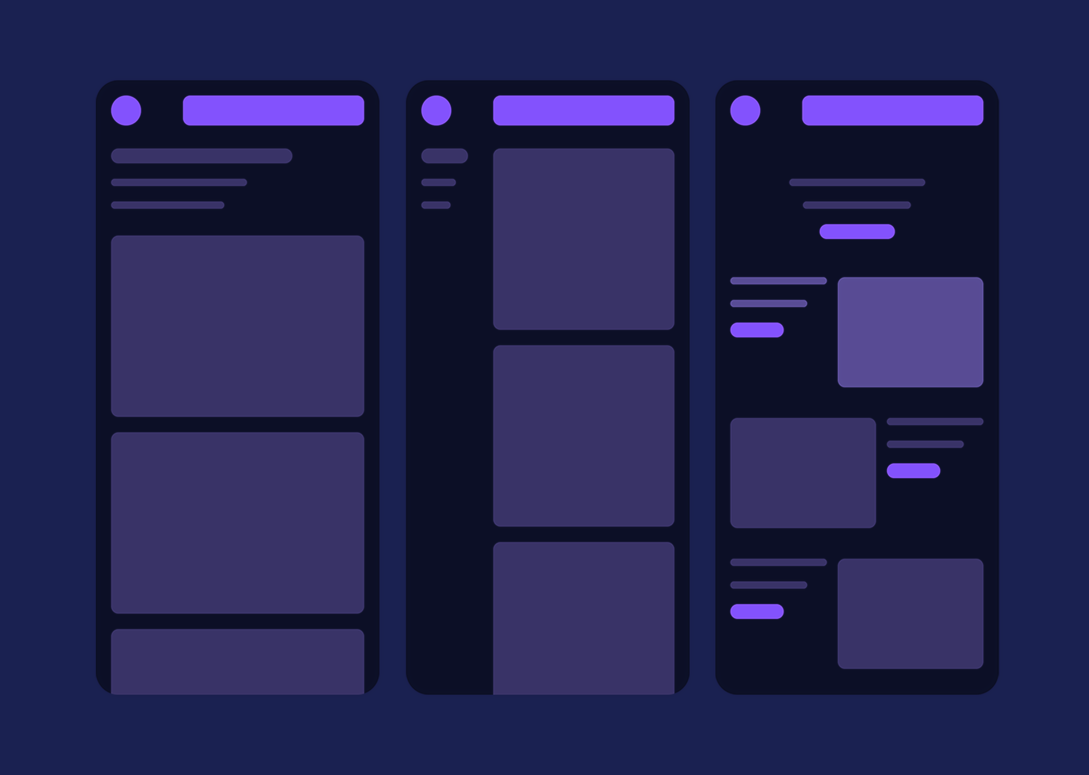 Basic dark theme wireframe.