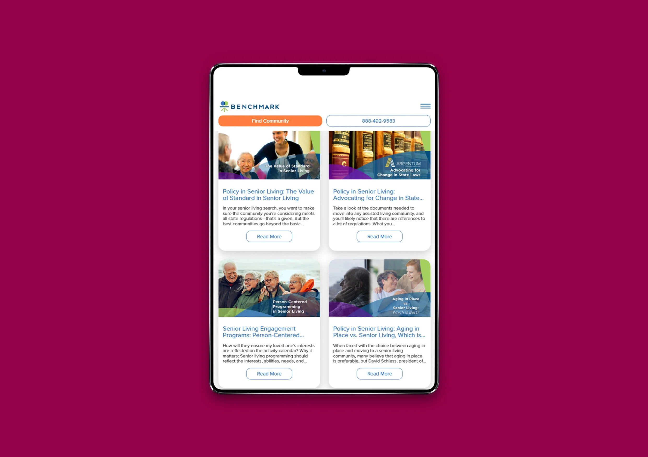 Benchmark Open Conversation tablet screen view