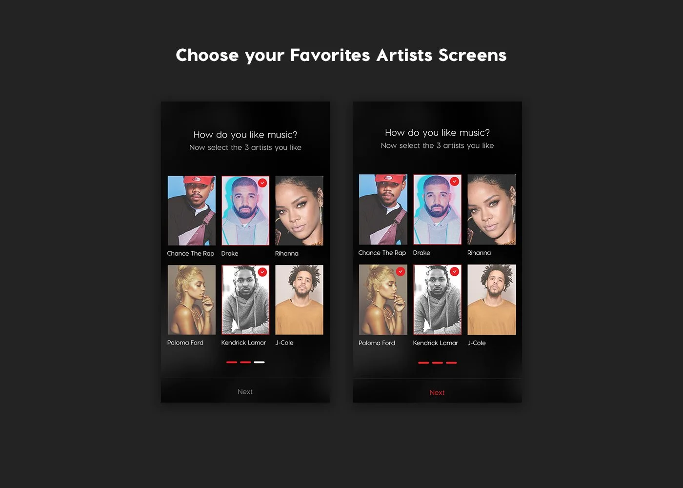 Choose your favorites artist screens
