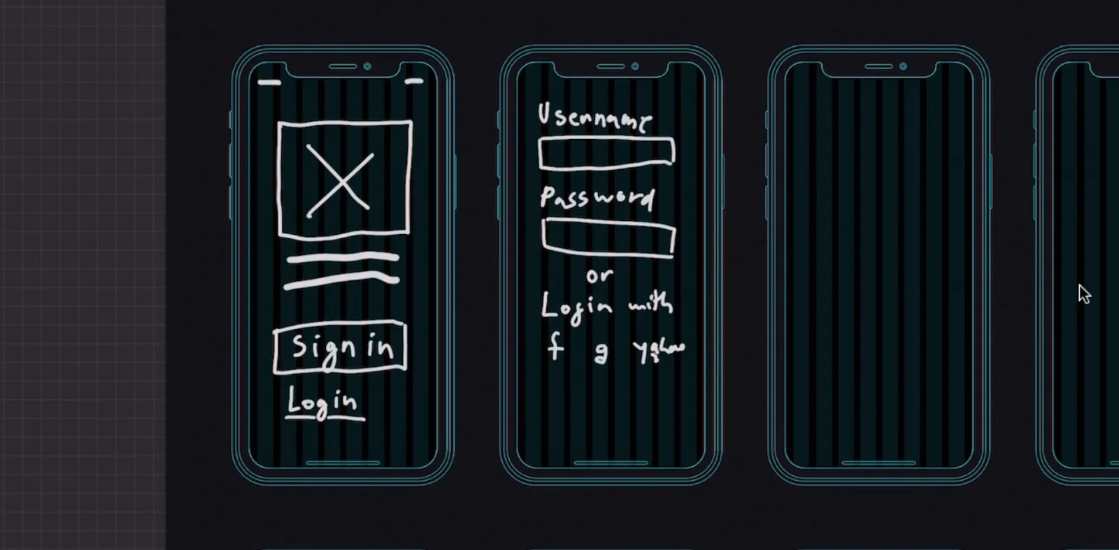 Screenshot of a wireframing a sign in and log in UI design inside Balsamiq