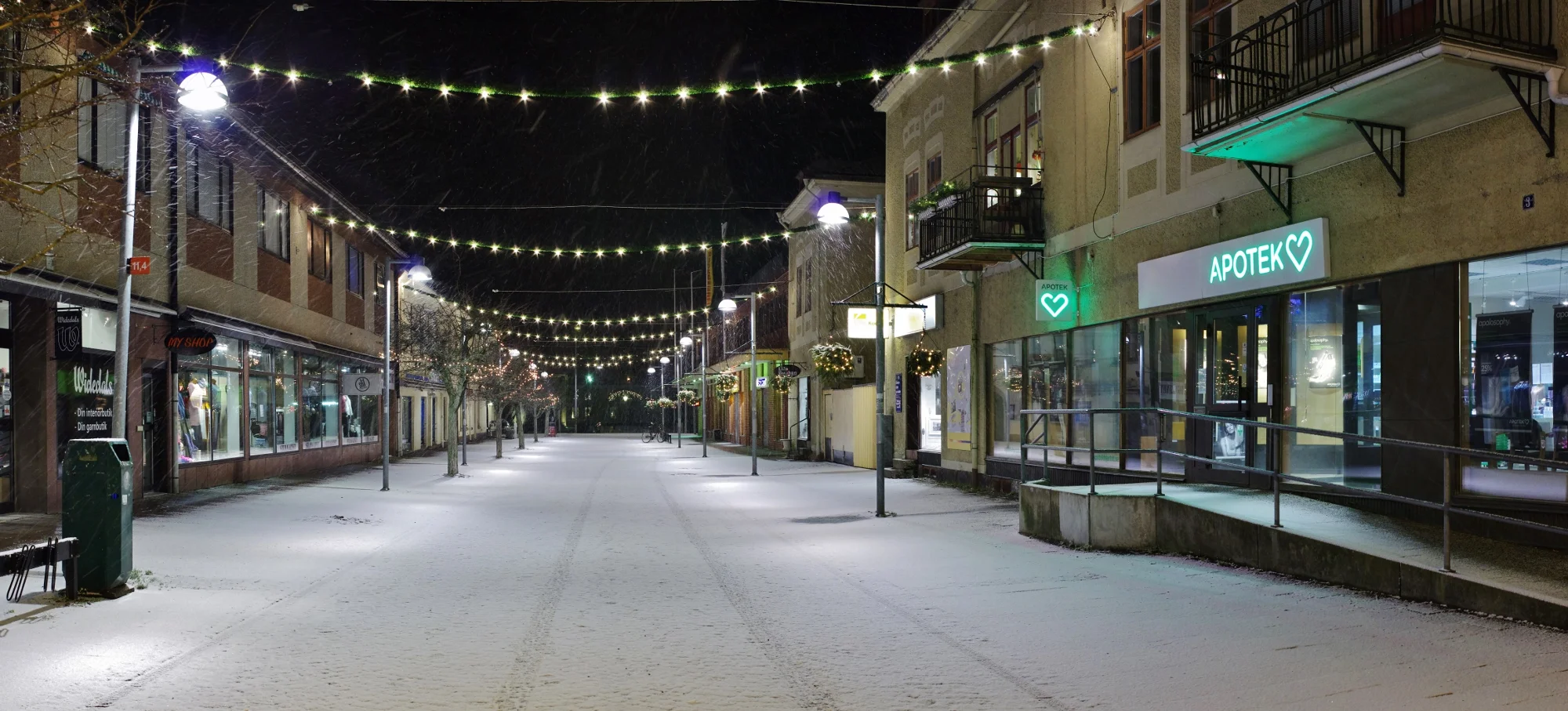 Öde gågata i Åmål i januari 2014.