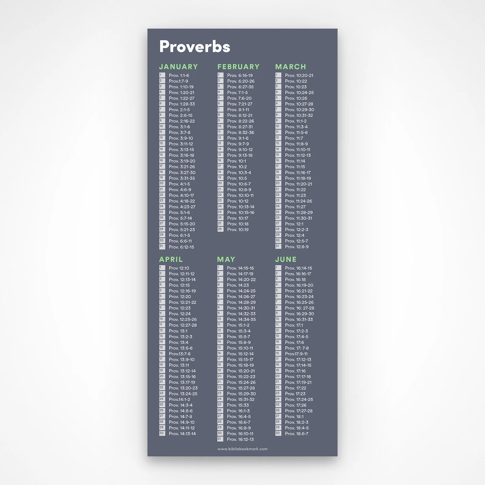 Proverbs One Year Reading Plan Bible Bookmark