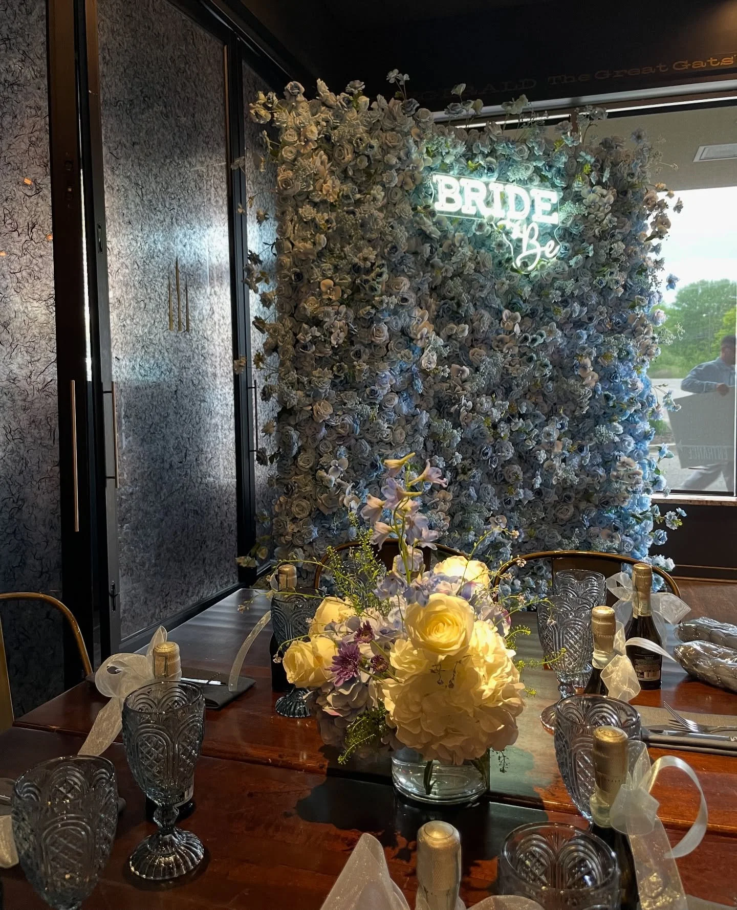 Our blue wall is a bridal favorite right now and we can see why 🥲🩵🪽 My husband said to me a blue wall won&rsquo;t do well 😂😂😂 okkkk 🍯