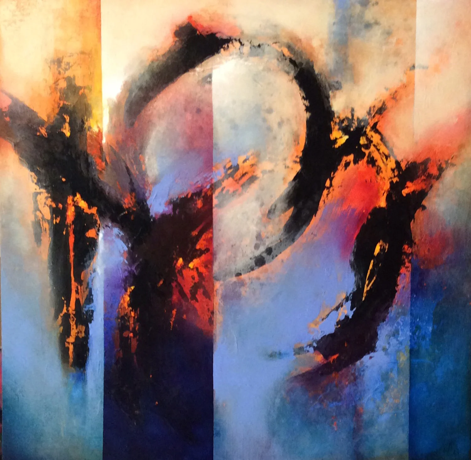 Desert Fire 24 x 24” Acrylic on Cradled Board