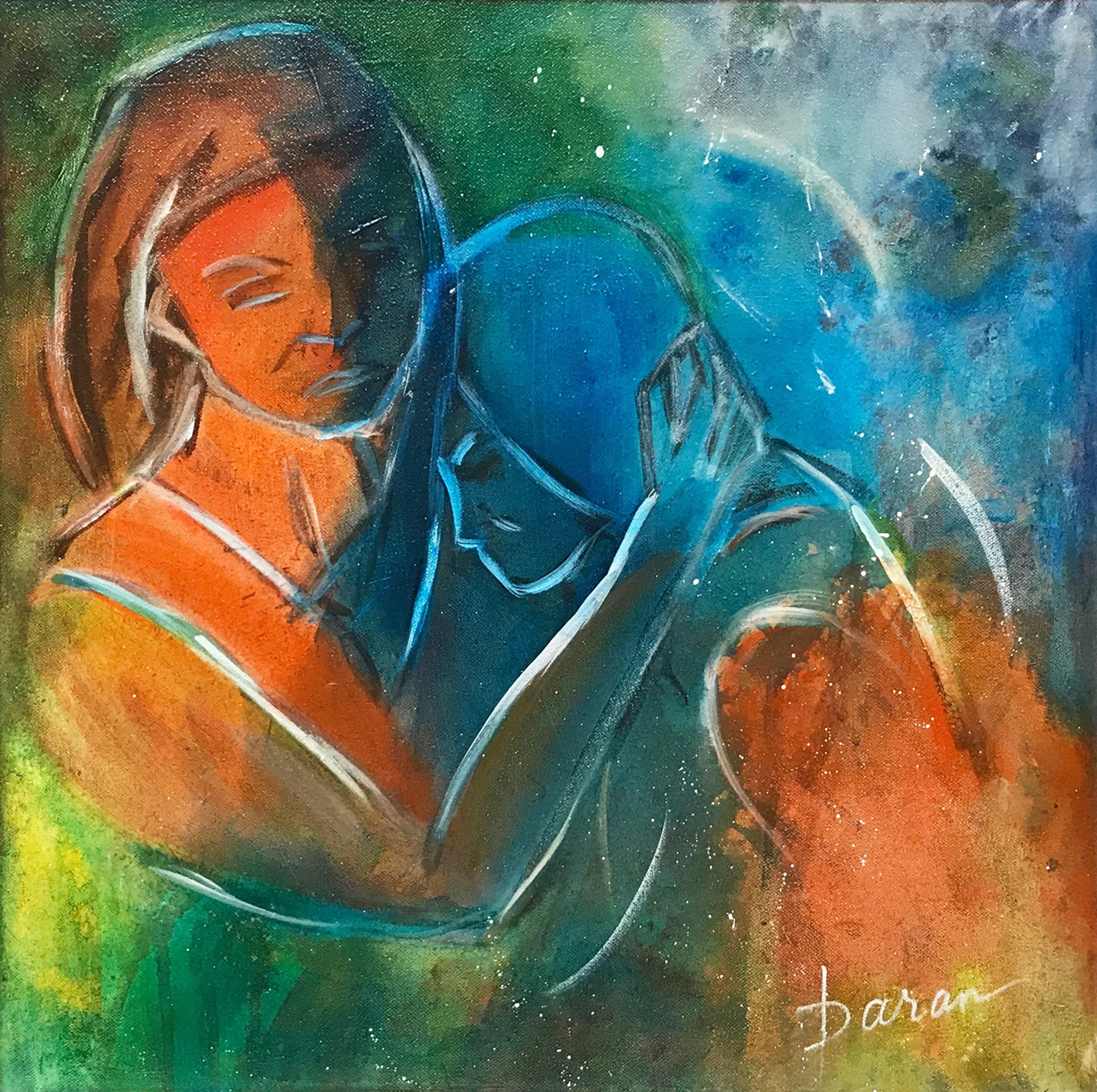 Mother and Child 20 x 20” Acrylic on Canvas Framed
