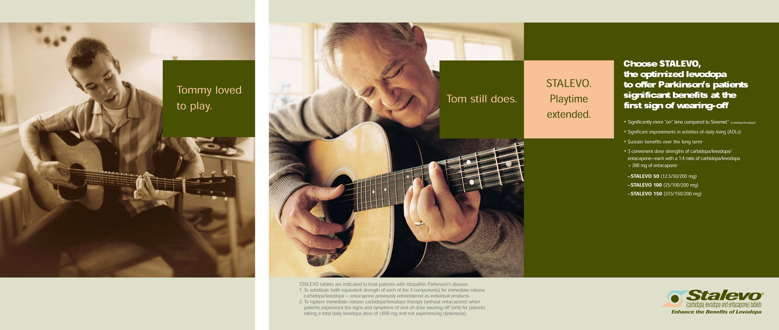 3-page ad for a drug that helps minimize the symptoms of Parkinson’s Disease