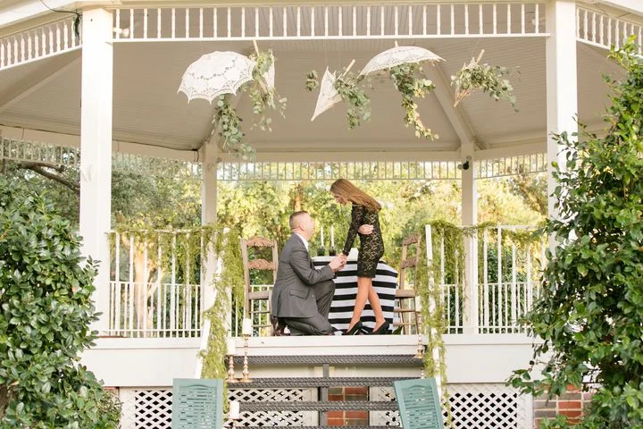 Couples gazebo engagement