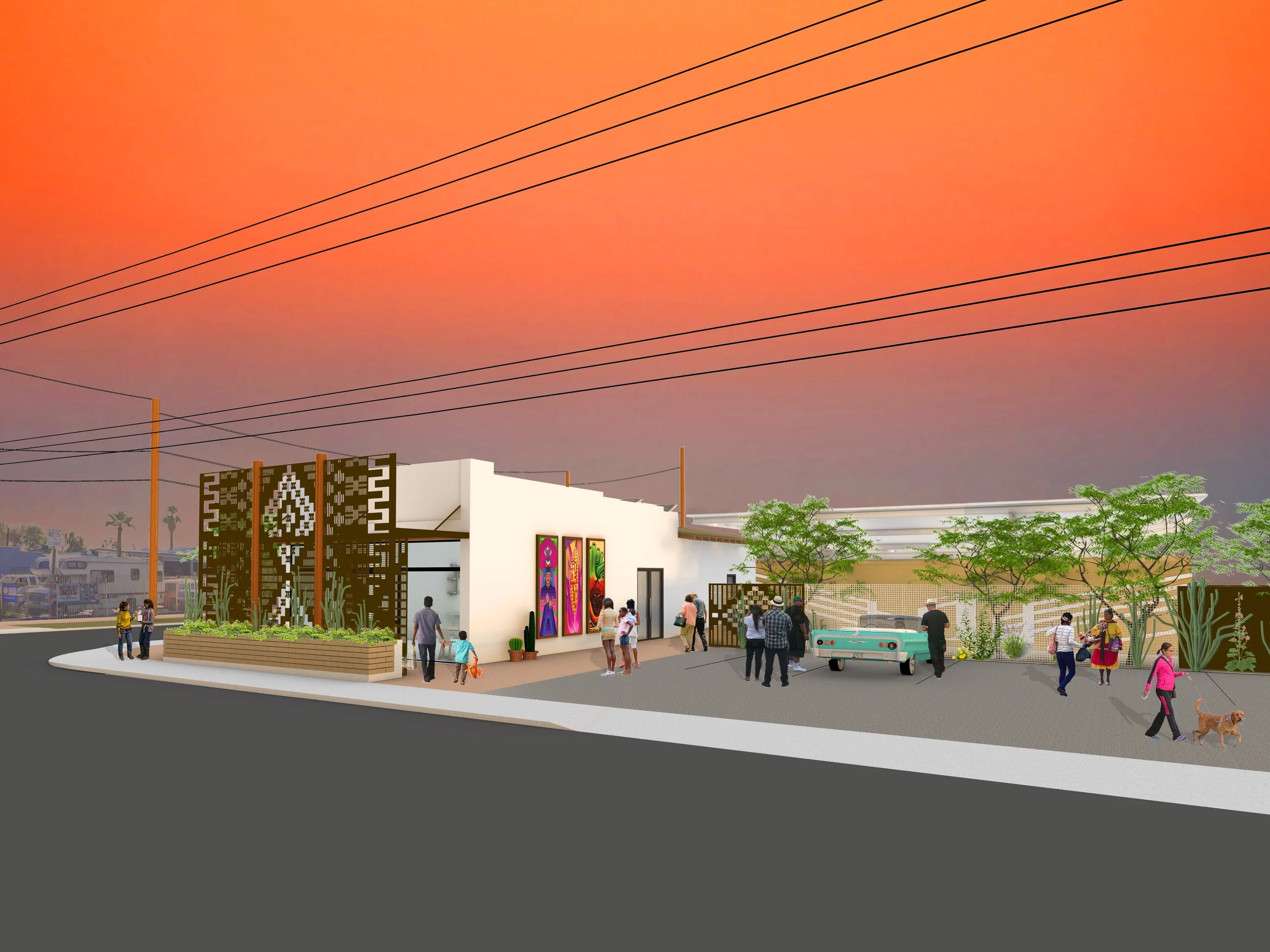  Design concept for community kitchen/cafe in South Phoenix, Rendering by Selina Martinez  