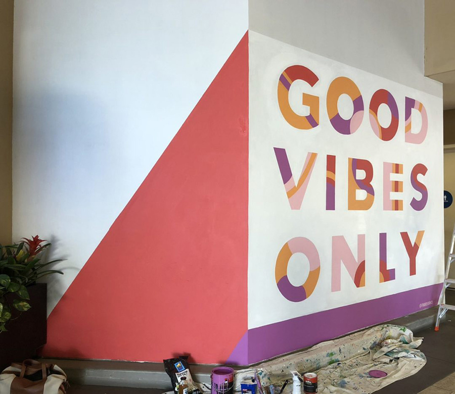 Good Vibes Only Lettering Mural in Orange County, California