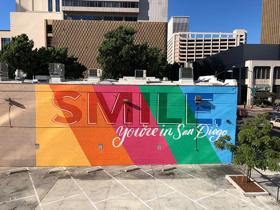 'Smile, You're in San Diego' Mural, East Village Pandr Design Co.