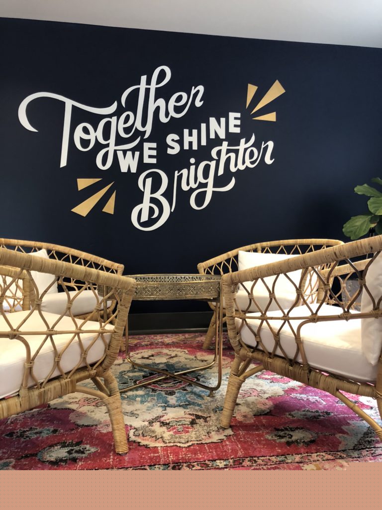 Together We Shine Brighter Custom Hand Painted Lettering Office Mural