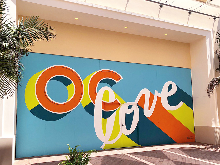 Custom Hand Painted OC Love Retail Barricade at the Irvine Spectrum