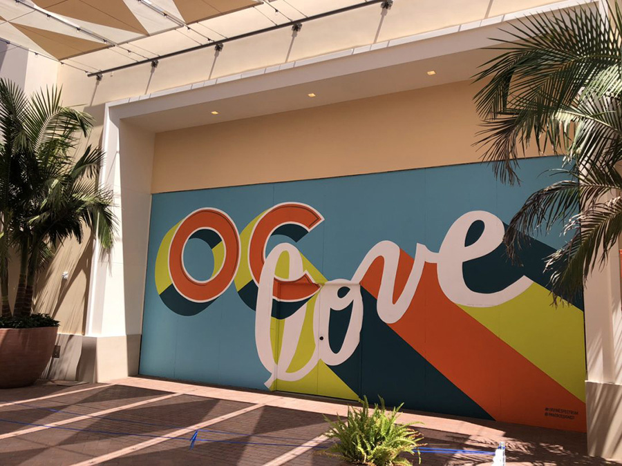 Custom Hand Painted OC Love Retail Barricade at the Irvine Spectrum