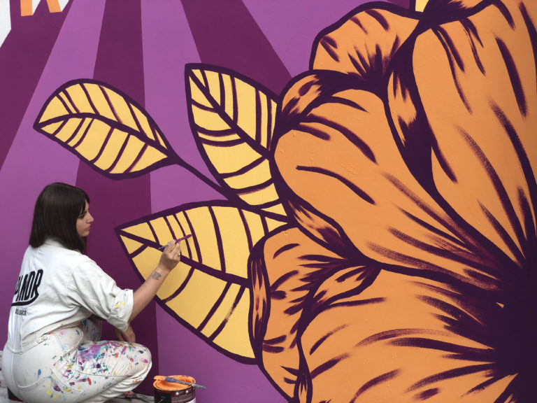 Custom Hand Painted Smile at Strangers Mural at the Irvine Spectrum