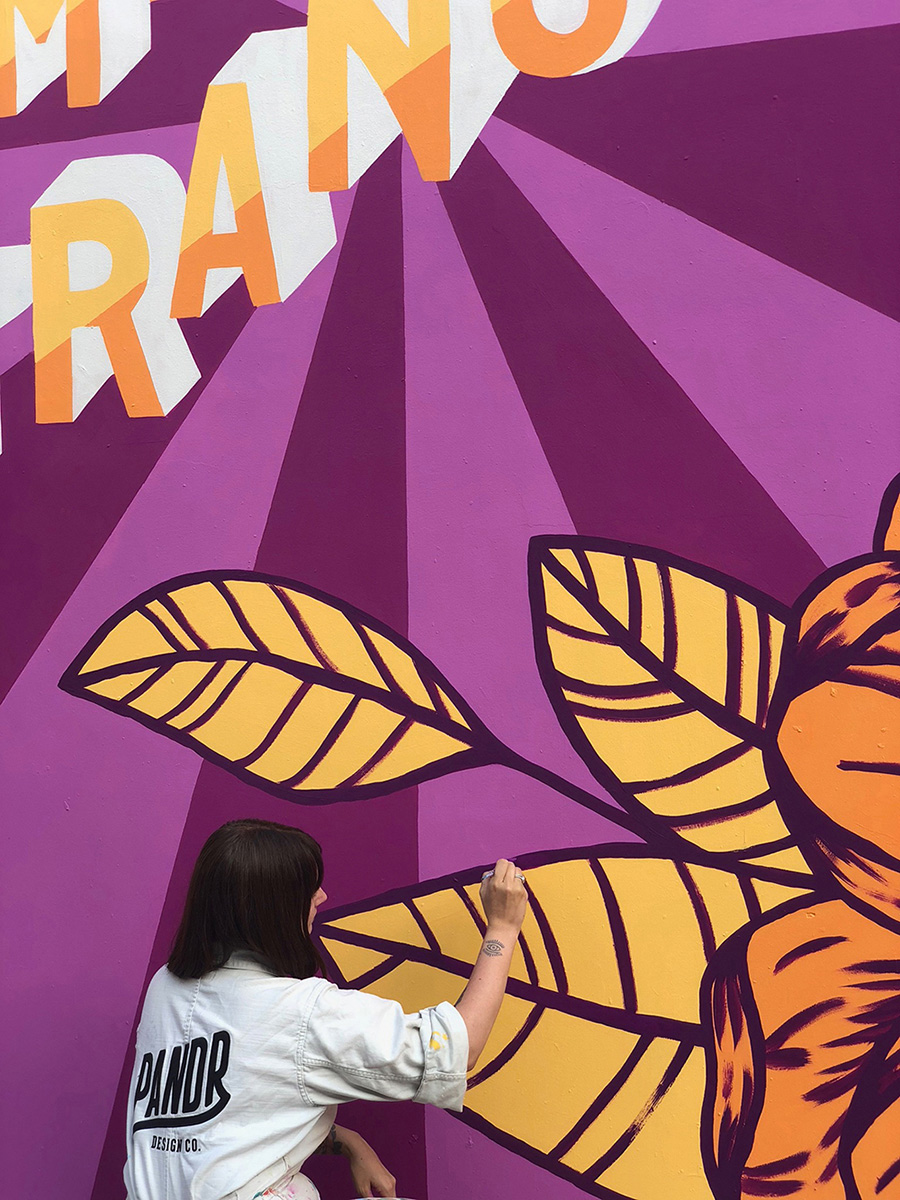 Custom Hand Painted Smile at Strangers Mural at the Irvine Spectrum