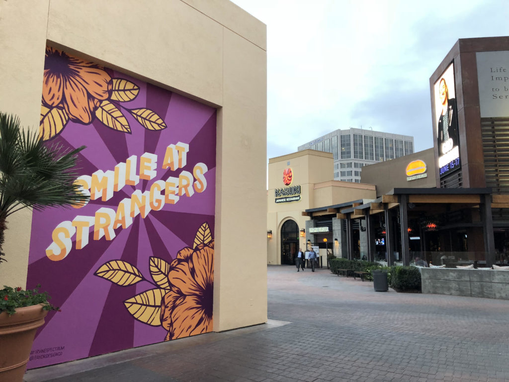 Custom Hand Painted Smile at Strangers Mural at the Irvine Spectrum
