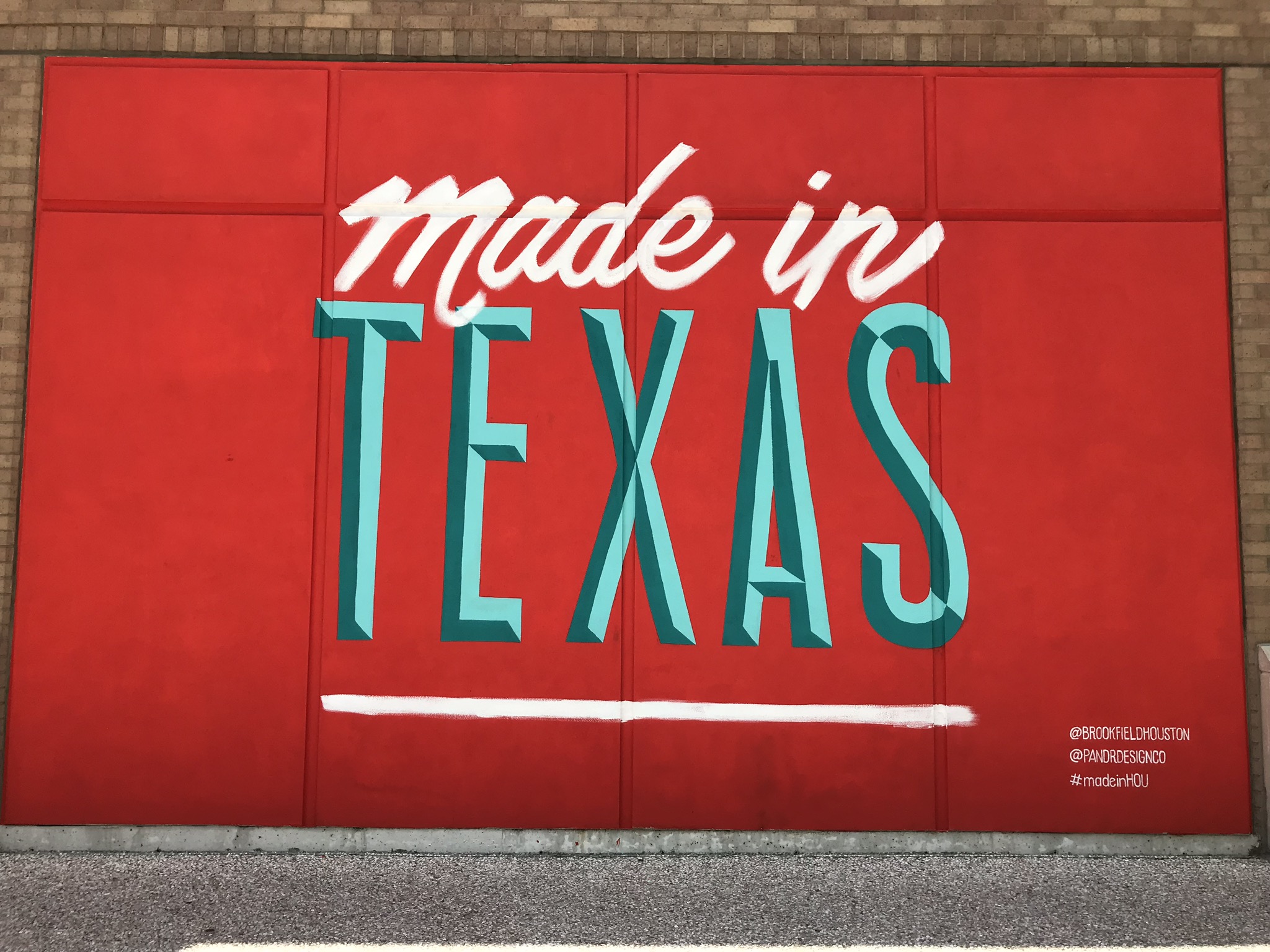 Custom Hand Painted Made in Texas Mural with Teal and Red