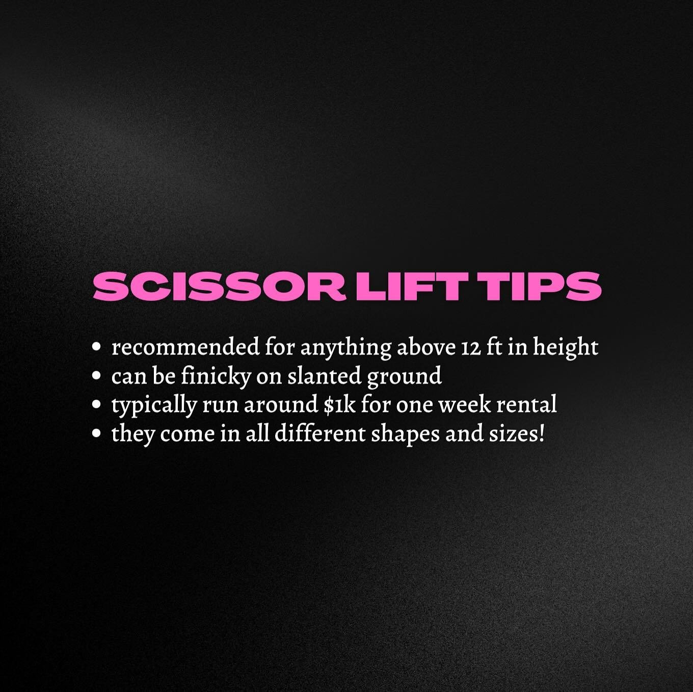 My personal tips! I always try to order a scissor lift over a boom if I can because I find they&rsquo;re easier to maneuver. However, a boom can reach trickier spots on a wall. Every project is different! 

For more mural tips- head to my blog or che