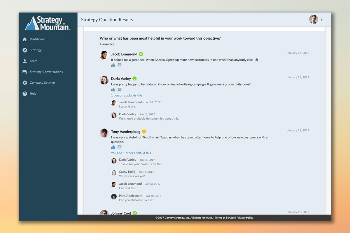 Facebook-inspired strategy discussion forum.