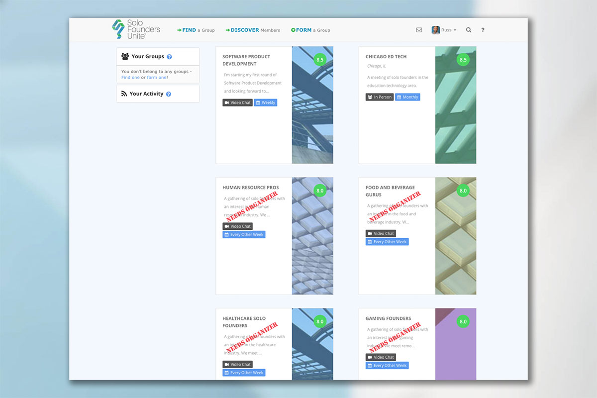 Mastermind group search results from matching algorithm.