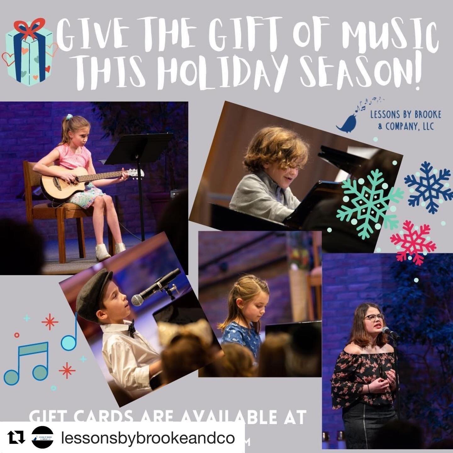 🎶❤️☃️

#Repost @lessonsbybrookeandco with @get_repost
・・・
🎁 Looking for a unique gift to give for this unique holiday season?! Consider giving the gift of music! 🎶⁠
⁠
👨&zwj;🏫👩&zwj;🏫 We teach private music lessons to students of all interests, 
