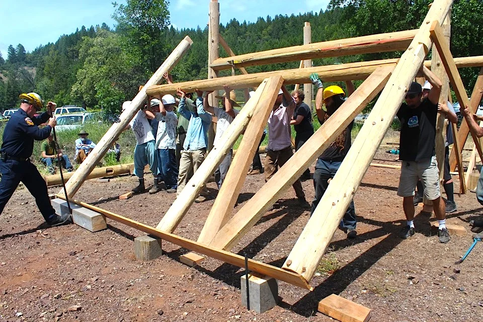 From the Pole Raising Hands-On demonstration event in Laytonville, CA …The CalFire guys even stopped by to lend a hand!!