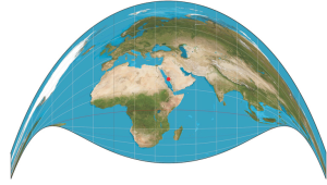 A retro Azimuthal projection centering Mecca, Mapthematics