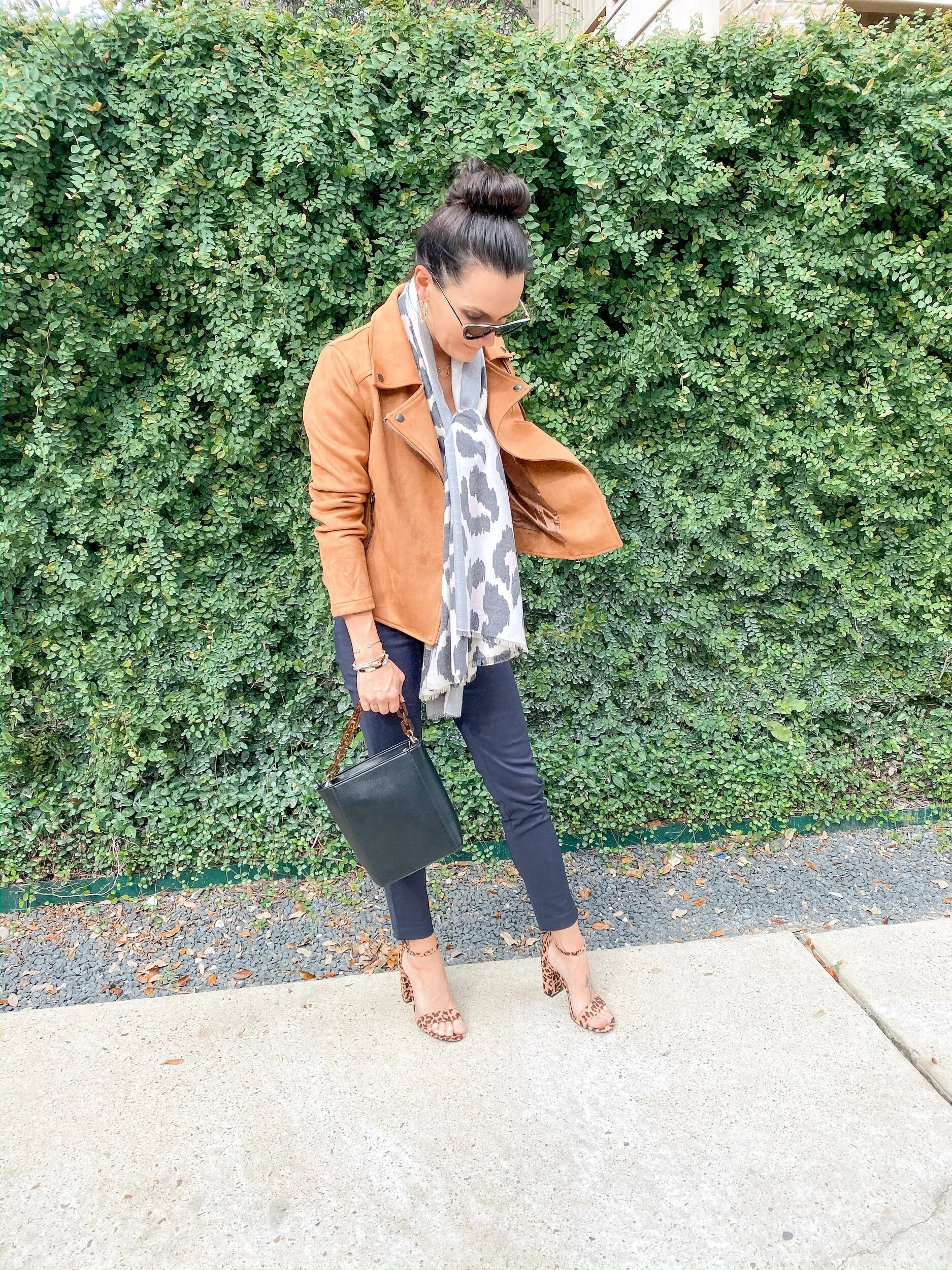 Camel Faux Suede Moto Jacket