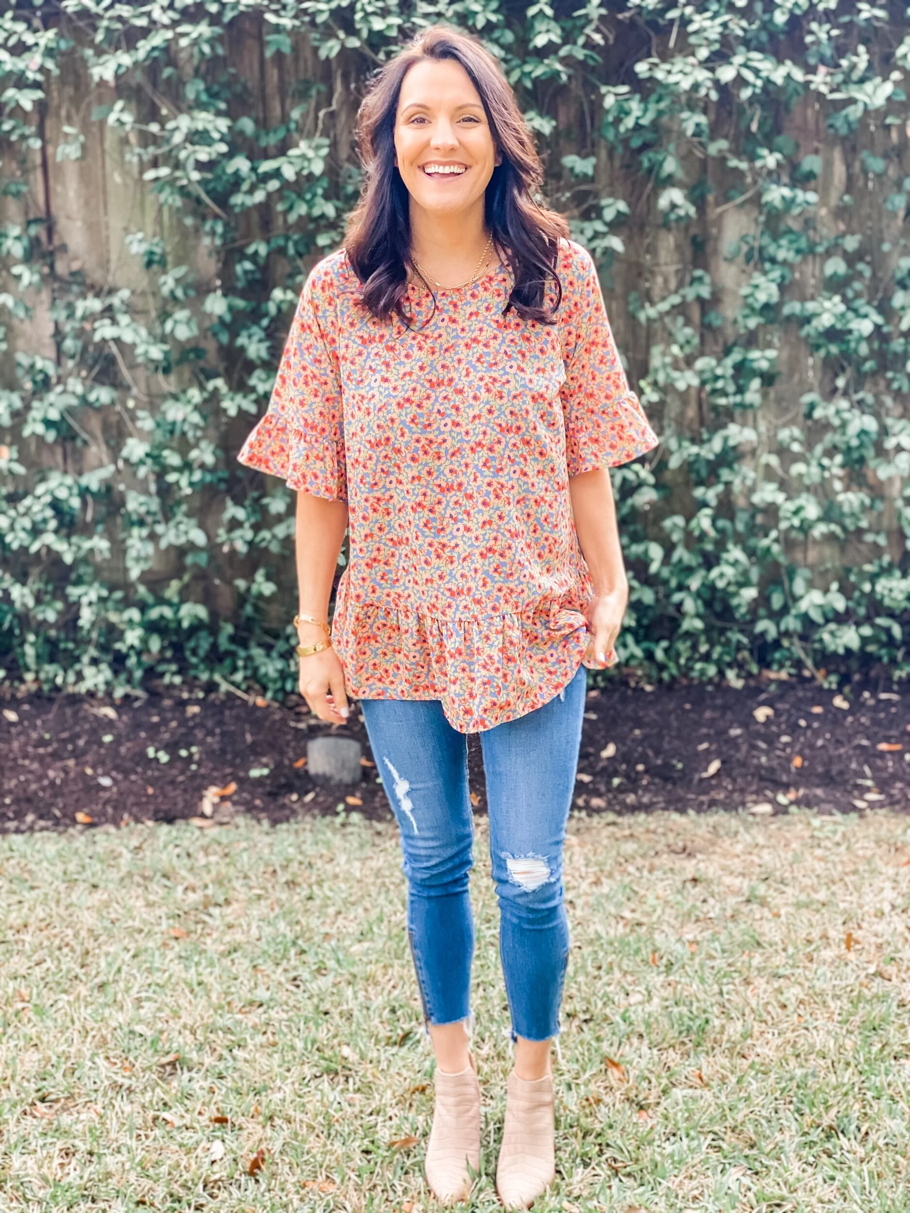 CORAL FLOWER BLOUSE