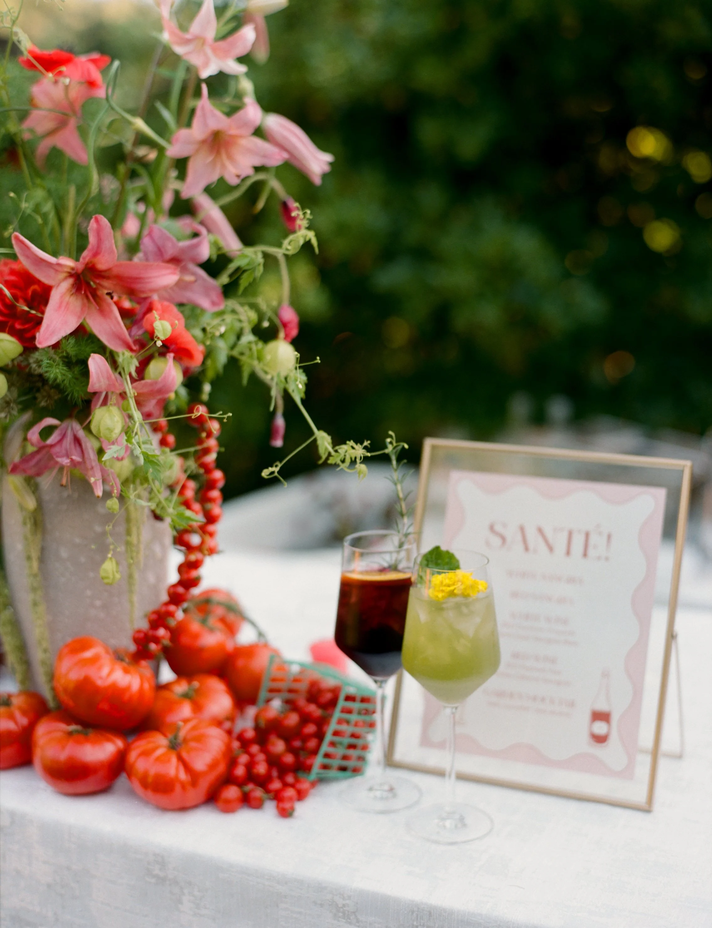 bright vibrant red pink rehearsal dinner flowers mendocino tomatoes.jpg