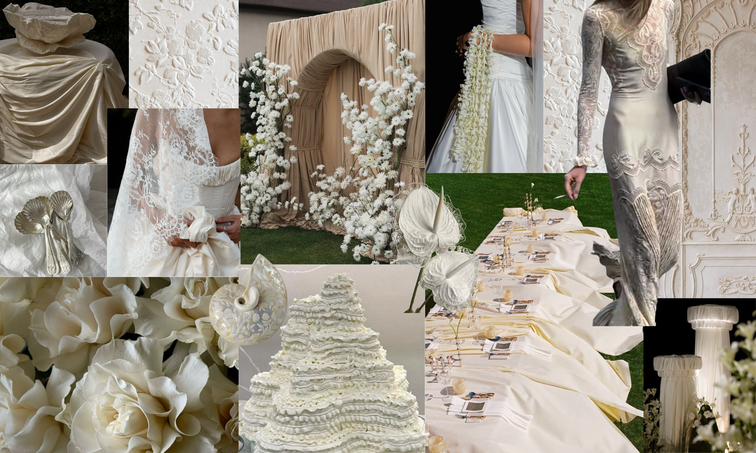 Vintage Ivory Floral Design Moodboard for Weddings and Events by San Francisco Florist